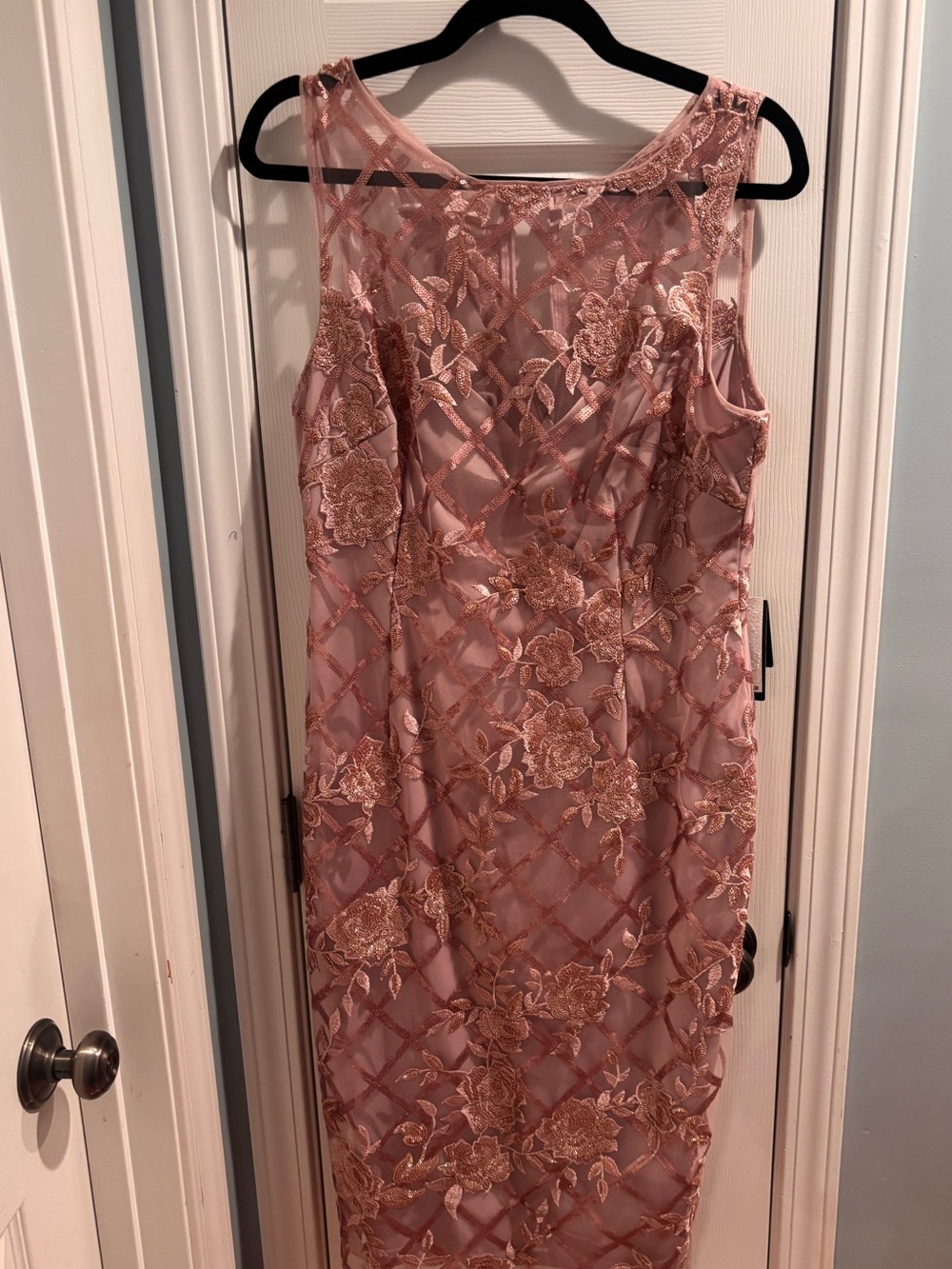 Adrianna Papell Dusty Rose Embroidered Midi Dress